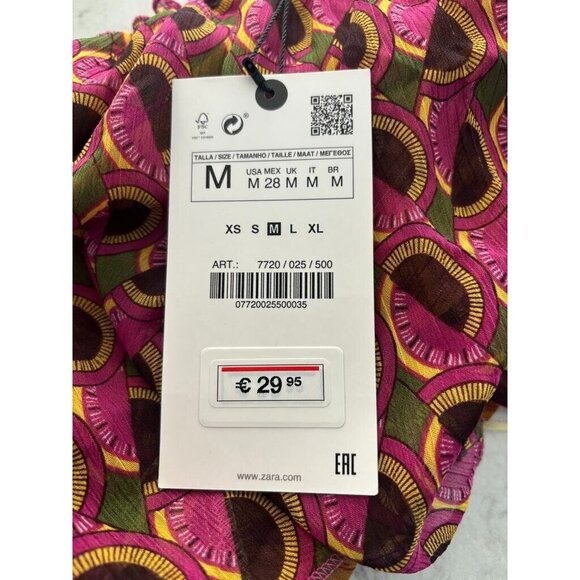 NWT ZARA Halter Top Chiffon Size Medium Backless Geometric Floral Print Boho - Picture 8 of 9